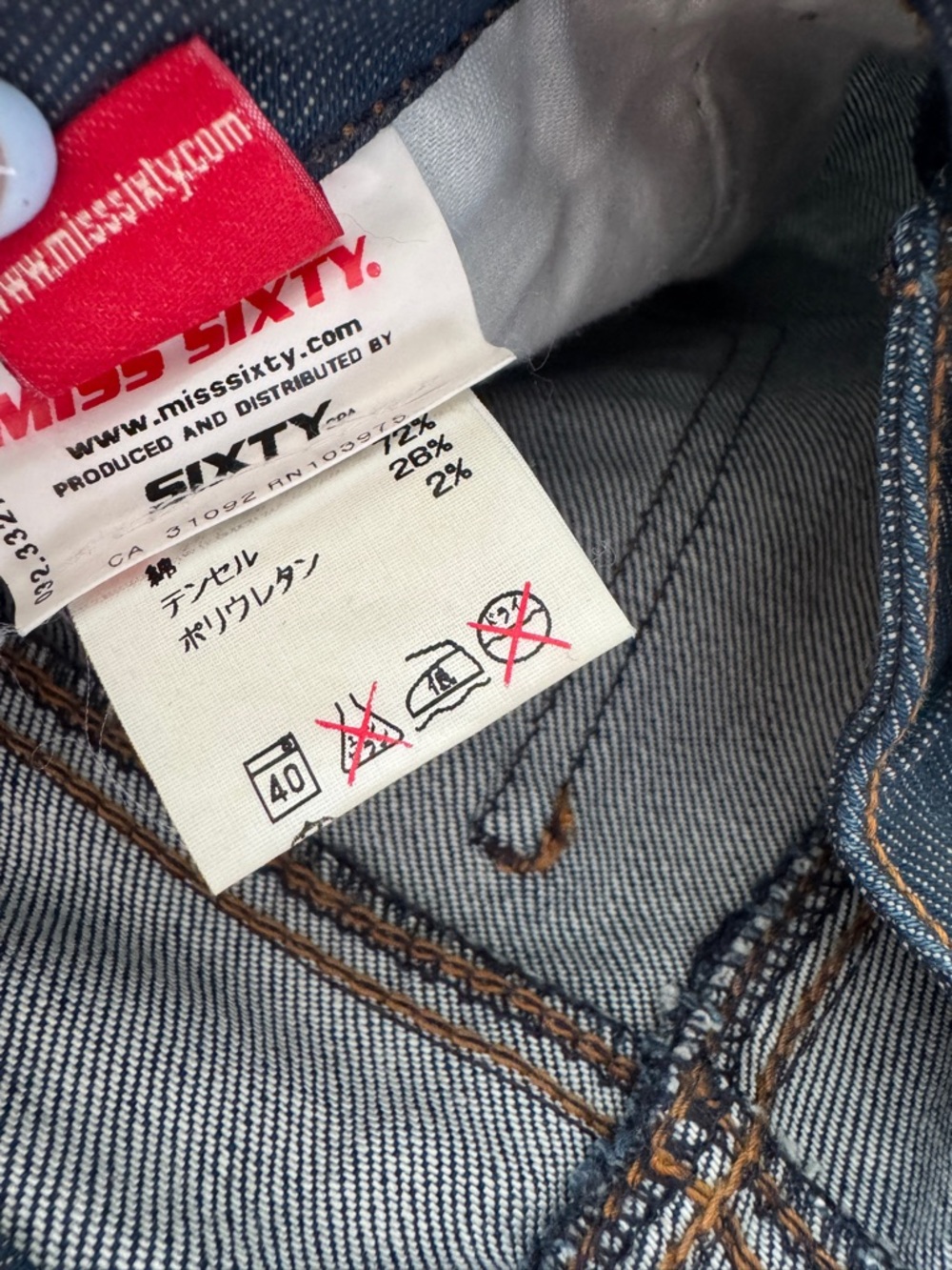 Miss Sixty Y2K Low Rise Straight Leg Model Off Duty Jeans Size 24 - Picture 8 of 10
